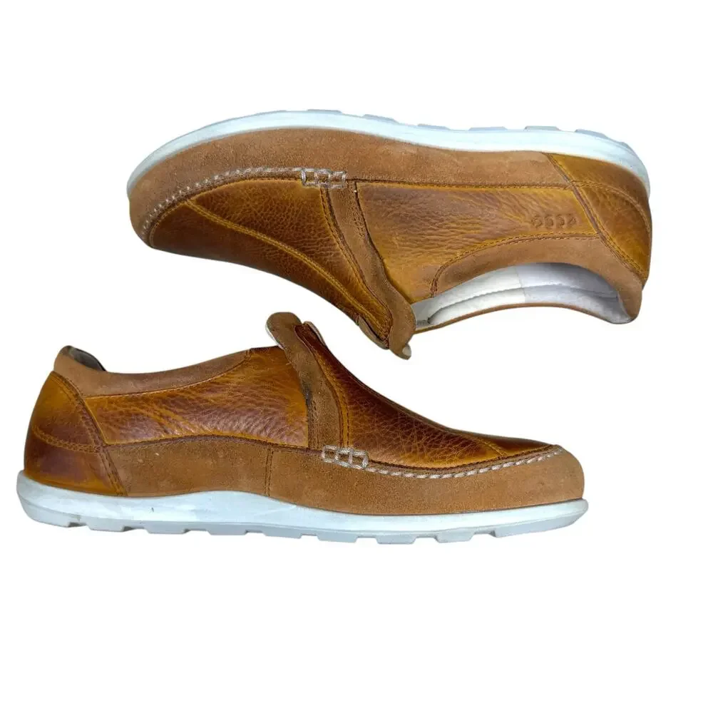 ECCO Women's Cayla Cognac Leather Slip On‎ Comfort Loafer Flats - Size 39